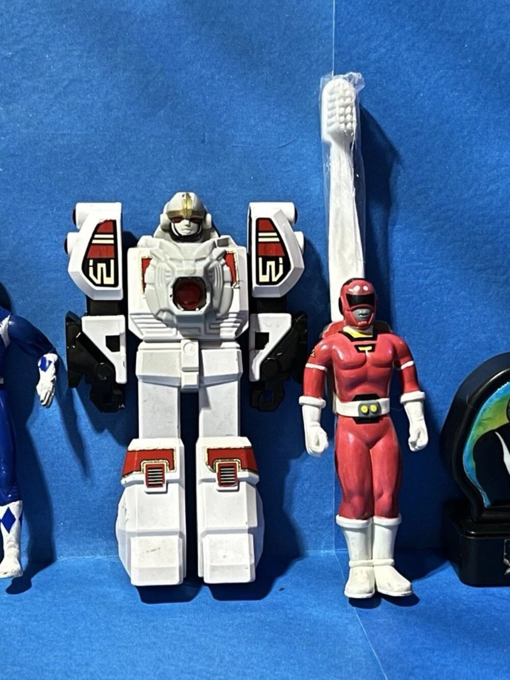 Morphin Power Rangers Vintage Toy Lot Stamp Toothbrush Blue Ranger Tigerzord 90s